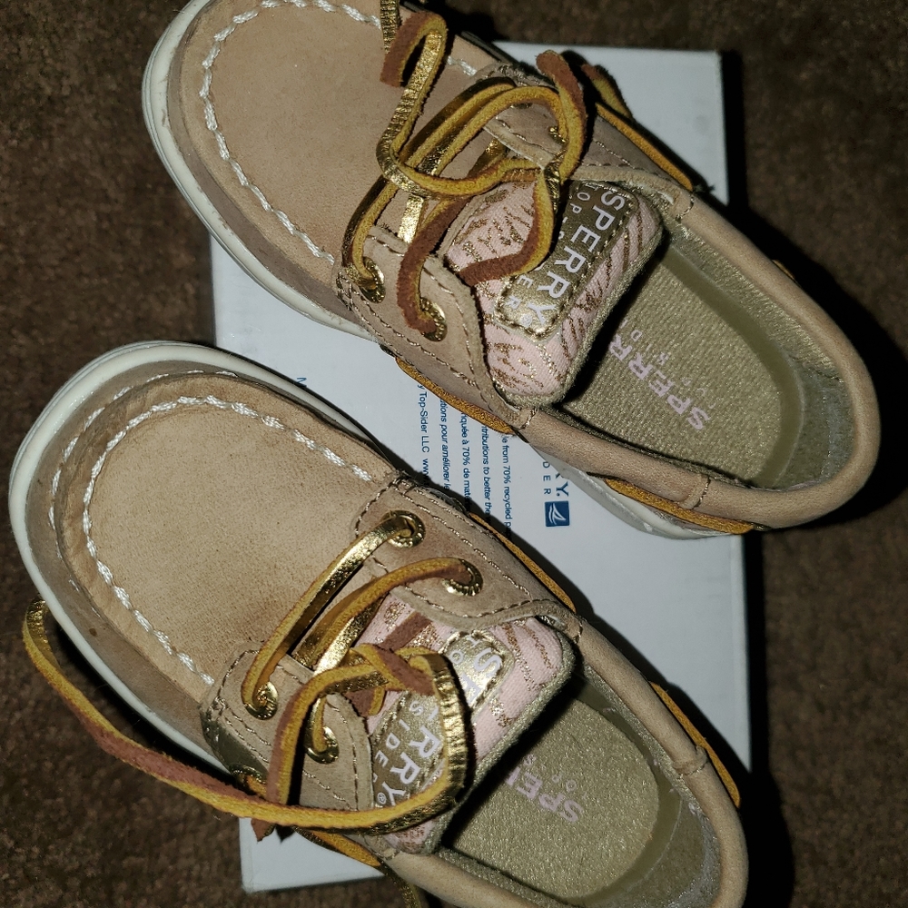 Sperry bluefish linen/pink zebra shoes
